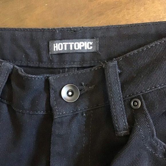 Hot Topic 7 Wide Leg Skull Women’s Jeans High Rise Black Goth Grunge Punk - Picture 9 of 12